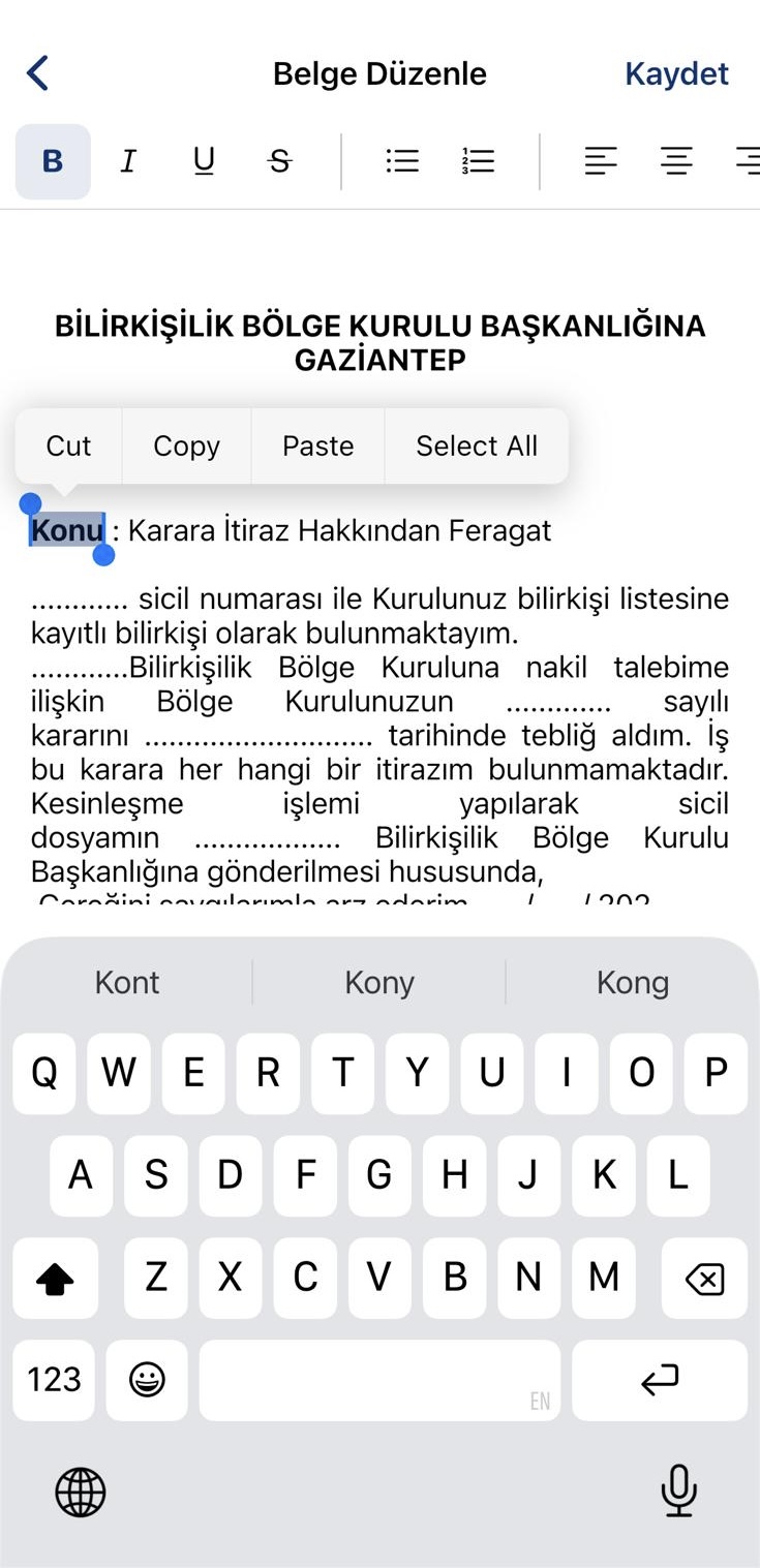 UDF düzenleme ekranı