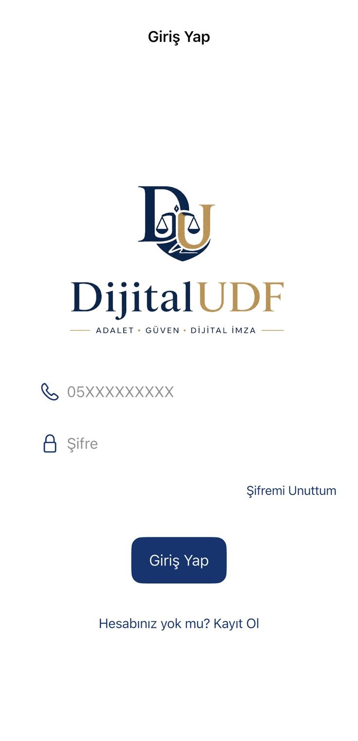 DijitalUDF giriş ekranı